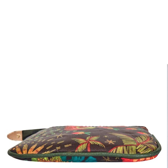 Sishka Women Green Printed Nylon with Leather Trim Travel Coin Pouch - Picture 7 of 8